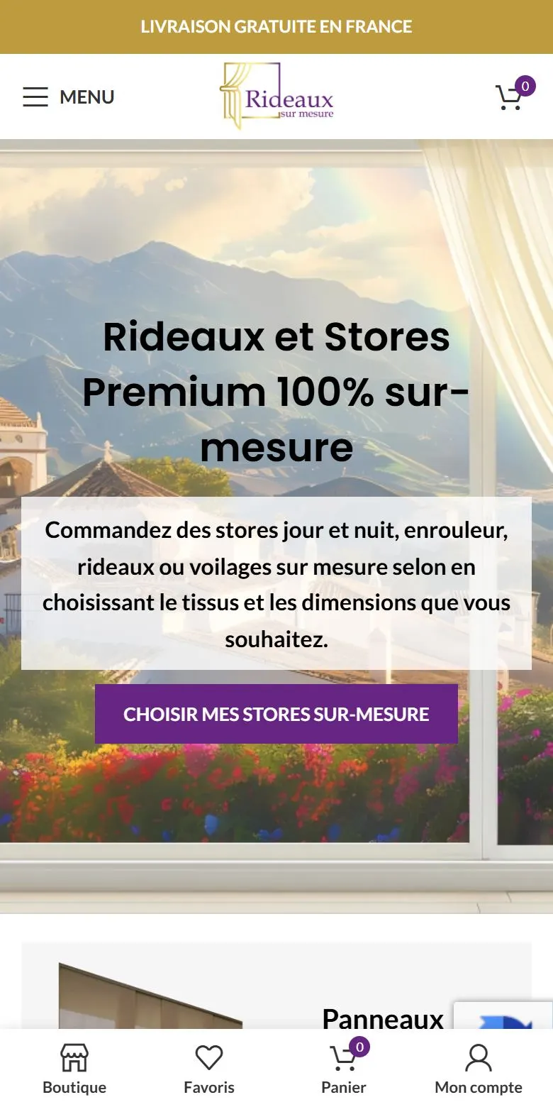 Version mobile : E-commerce de rideaux sur mesure
