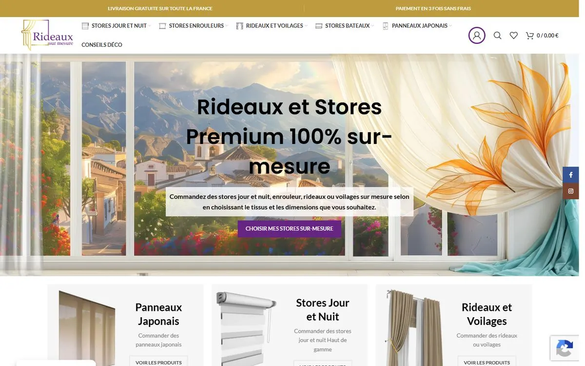 Exemple de réalisation : E-commerce de rideaux sur mesure